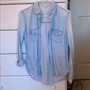 Light Blue Jean Button Down Top